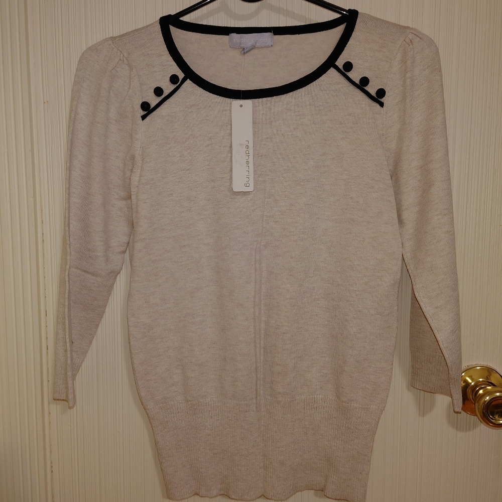 Red herring beige thin pullover, size 10, new with tags